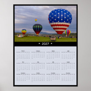 2027 Hot Air Balloon Wall Calendar - Colourful Sky Poster