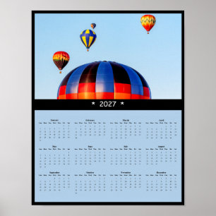 2027 Hot Air Balloon Wall Calendar - Sky Colours Poster