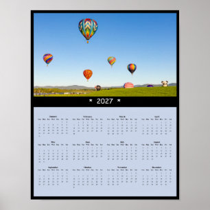 2027 Hot Air Balloon Wall Calendar - Up Up Away Poster