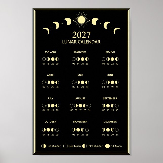 2027 Lunar Cycles Minimalist Moon Phase Calendar Poster (Front)