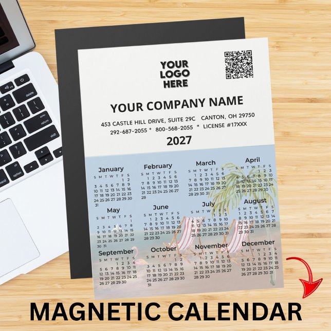 2027 Magnet Calendar Beach Ocean Palm Trees (Creator Uploaded)