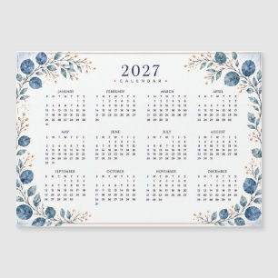 2027 Magnetic Calendar, Blue & Green Eucalyptus