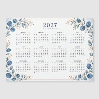 2027 Magnetic Calendar, Blue & Green Eucalyptus