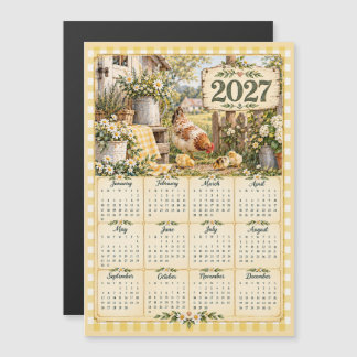 2027 Magnetic Calendar -Vintage Farmhouse Chickens