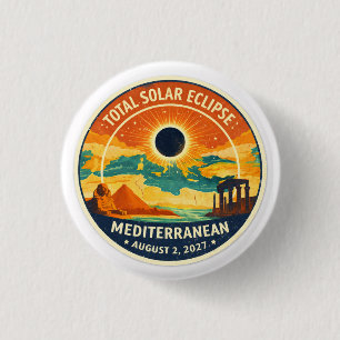 2027 Mediterranean Solar Eclipse 1 Inch Round Button