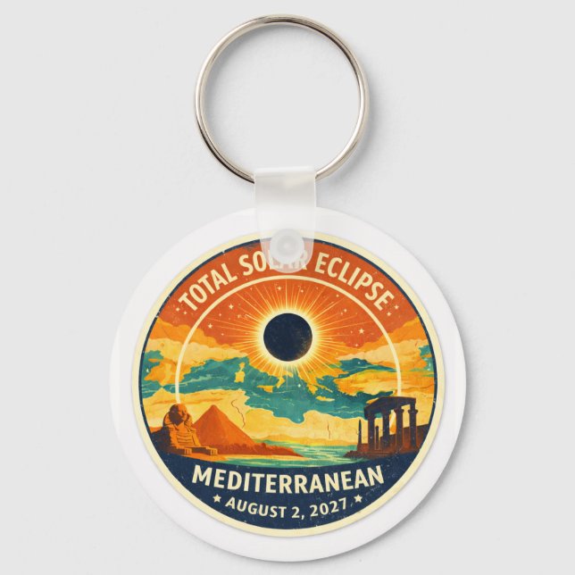 2027 Mediterranean Solar Eclipse Keychain (Front)