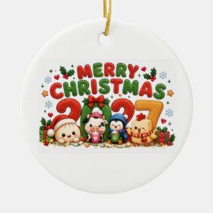 2027 Merry Christmas Ceramic Ornament