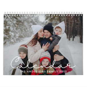 2027 Minimalist Script Custom Family Photo Calendar