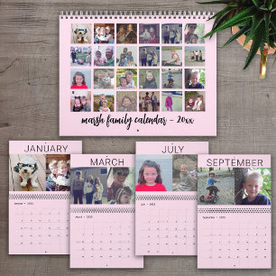 2027 - Modern Family Custom Photo - Blush Pink Calendar