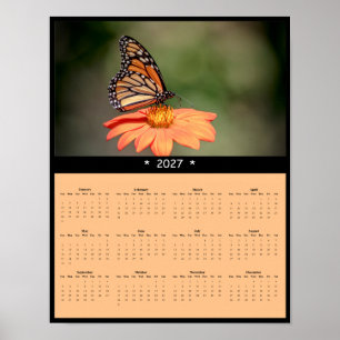 2027 Monarch Butterfly Wall Calendar - Migration Poster