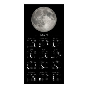 2027 Moon Phase Wall Calendar 14 x 28 inches Poster