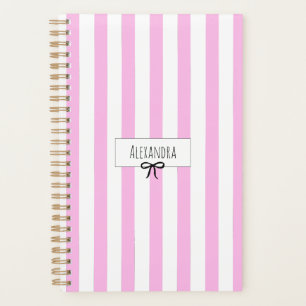 2027 name stripes pink trendy modern bow simple planner