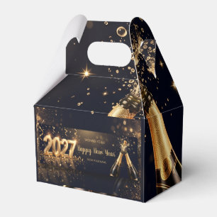 2027 New Year’s Eve Party Black Gold Champagne Favor Box