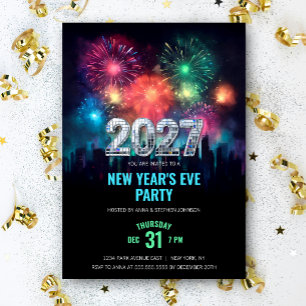 2027 New Year's Eve Party Elegant Fireworks Invitation