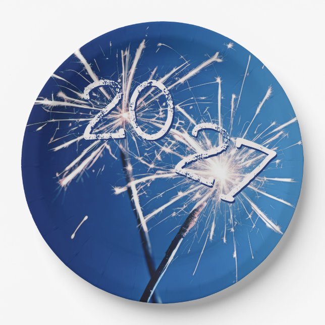 2027 New Years Sparklers Paper Plate (Front)