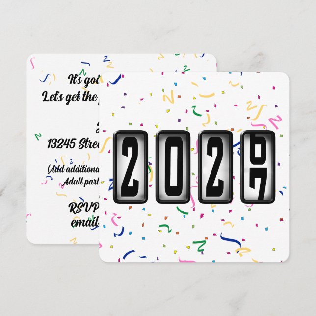 2027 Odometer New Years Party Invitation (Front/Back)