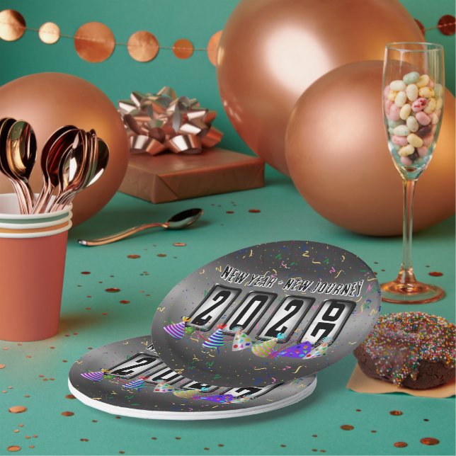 2027 Odometer New Years Party Paper Plate (Multi)