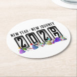 2027 Odometer New Years Party Round Paper Coaster<br><div class="desc">* HAPPY NEW YEAR 2027! * Fun party hats and confetti to celebrate the New Year. * Dimensions: 4" x 4" * Sold as sets of 6 * Tough, durable, and absorbent – perfect for New Years parties * Several shapes to choose from. * You can personalize by changing the...</div>