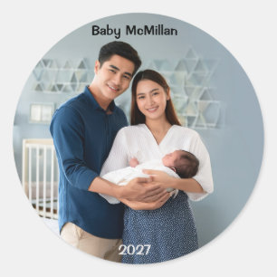 2027 Photo Pregnancy Expecting Personalized Classic Round Sticker
