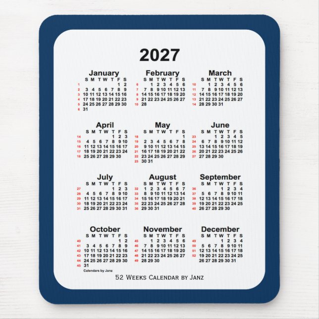 2027 Police Box Blue 52 Week Calendar by Janz Mouse Pad (Front)