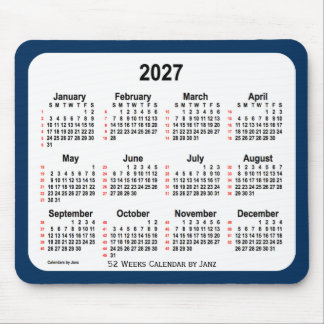 2027 Police Box Blue 52 Weeks Calendar by Janz Mouse Pad