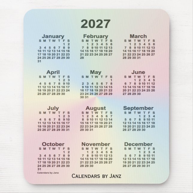 2027 Rainbow Cloud Calendar by Janz Mouse Pad (Front)