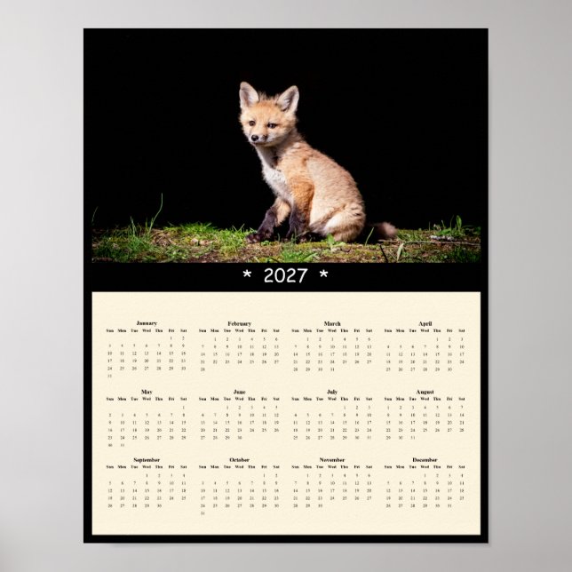 2027 Red Fox Kit Wall Calendar: Little Trailblazer Poster (Front)