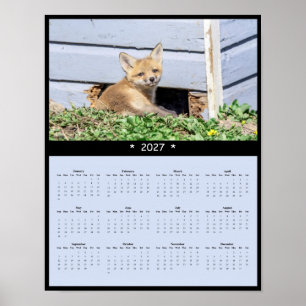 2027 Red Fox Kit Wall Calendar - Wide-Eyed Wonder Poster