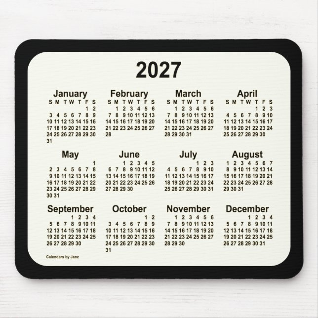 2027 Sepia on Black Calendar by Janz Two Tone Mouse Pad (Front)