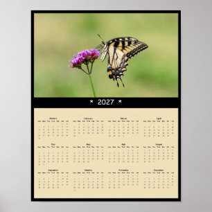 2027 Tiger Swallowtail Wall Calendar - Butterflies Poster