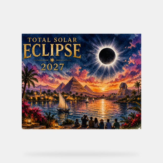 2027 Total Solar Eclipse Egypt Acrylic Sign (Front)