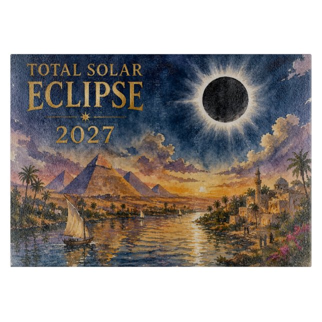 2027 Total Solar Eclipse Egypt Cutting Board (Front)