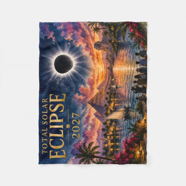 2027 Total Solar Eclipse Egypt Fleece Blanket (Front)