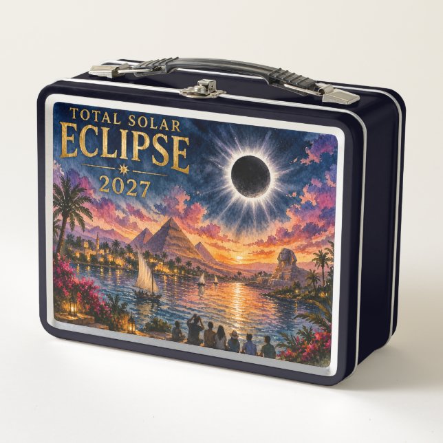 2027 Total Solar Eclipse Egypt Metal Lunch Box (Front)