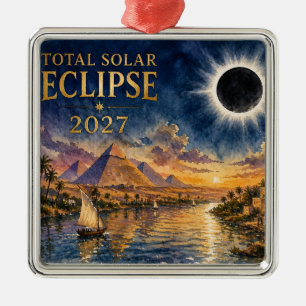 2027 Total Solar Eclipse Egypt Metal Ornament