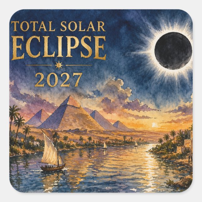 2027 Total Solar Eclipse Egypt Square Sticker (Front)