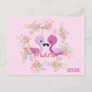 2027 Twins Pregnancy Expecting Announcement Postcard