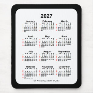 2027 Two Tone Black 52 Week Calendar by Janz Mouse Pad