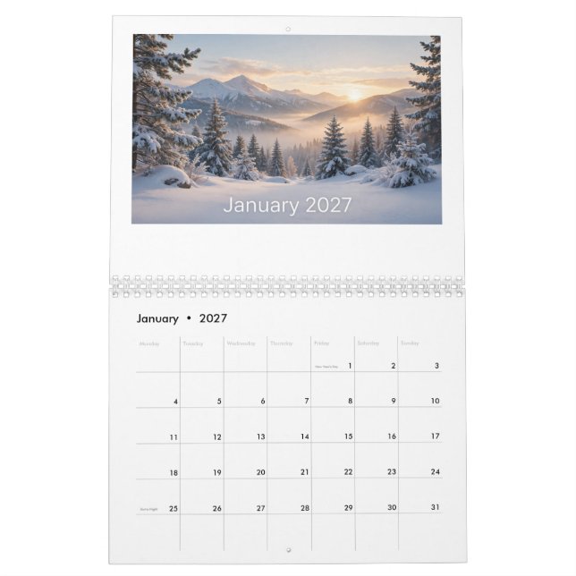 2027 unique and cute calendar (Jan 2027)