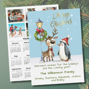 2027 Whimsical 6 Photo Personalized 2027 Calendar  Holiday Card
