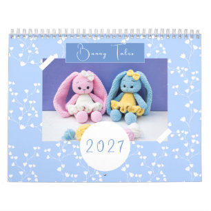 2027 Whimsical Crochet Bunnies with Floral Pattern Calendar