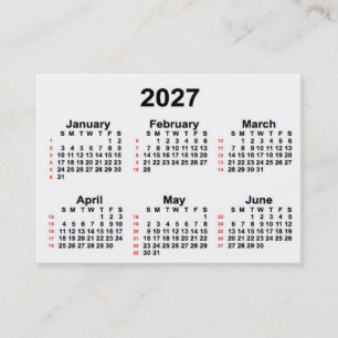 2027 White 52 Week Calendar by Janz Business Cards