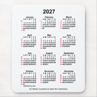 2027 White 52 Weeks ISO Calendar by Janz Mouse Pad