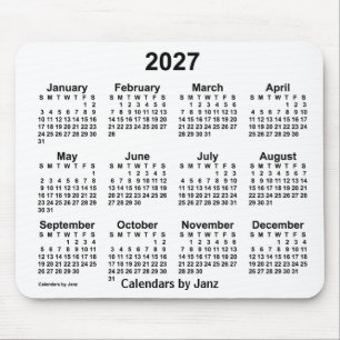 2027 White Calendar by Janz Mouse Pad