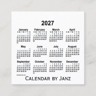 2027 White Calendar by Janz Square Business Card