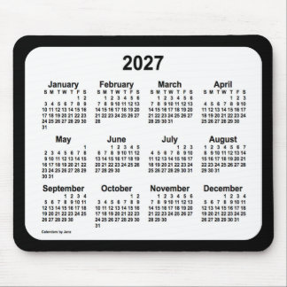 2027 White on Black Calendar by Janz Two Tone Mouse Pad