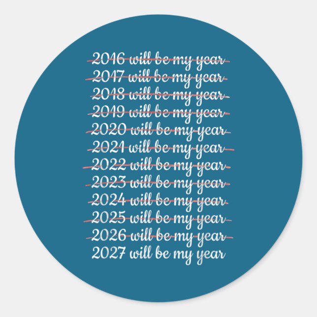 2027 Will Be My Year Procrastination New Year Reso Classic Round Sticker (Front)