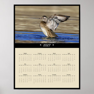 2027 Wood Duck Wall Calendar - Wildlife Photos Poster