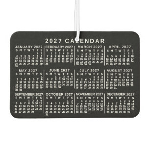 2027 Year Monthly Calendar Classic Black and White Air Freshener