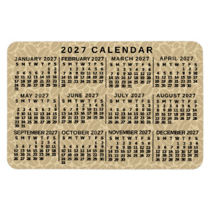 2027 Year Monthly Calendar Light Coffee Beans Magnet